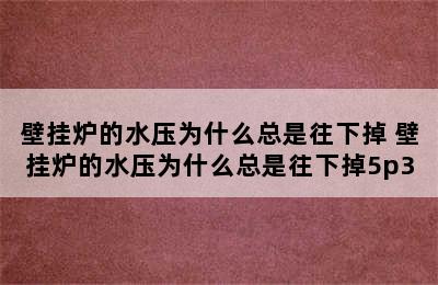 壁挂炉的水压为什么总是往下掉 壁挂炉的水压为什么总是往下掉5p3